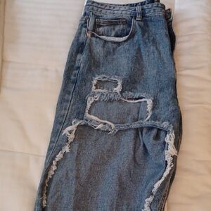 PrettyLittleThing Blue Denim Distressed Jeans 12